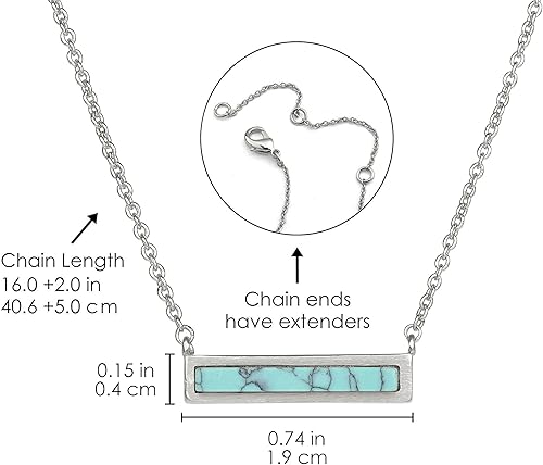 Miniatura 6 de Lauren-Spencer Collares de barra de piedras preciosas para mujer, chapado en oro y plata, collar de turquesa simulada, colgante triangular, collares