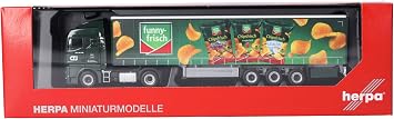 Herpa Truck Model Man TGX GM Curtain Tarpaulin Semicolar CTJ/Funny Frisch (Nordrhein-Westfalen/Dormagen) Miniature Scale 1:87 Collectable Made in Germany Plastic White