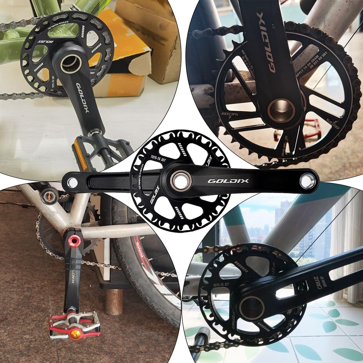 110/127/140/150/155/160mm Bracci Pedivella Integrati Cavi per Bicicletta Pieghevole per Bambini Corona 28/30/32/34/36T Guarnitura in Lega di Alluminio per 7-12 velocità(36T-140mm)