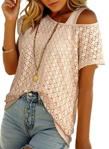 Dokotoo Women's Summer 2026 Crochet Hollow Out Lace Boho Tops