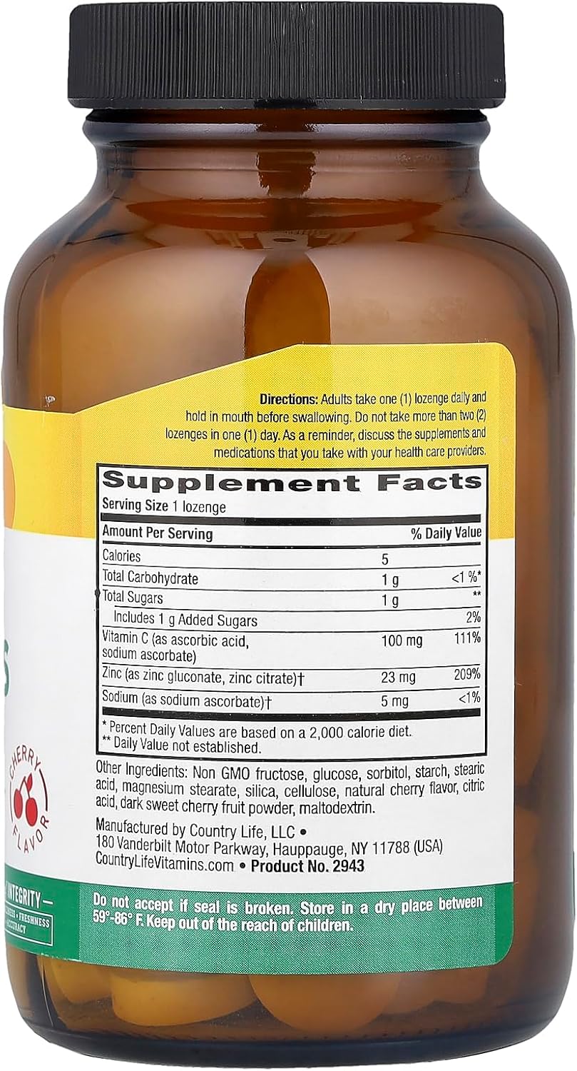 Zinc Lozenges - Cherry Country Life 60 Lozenge