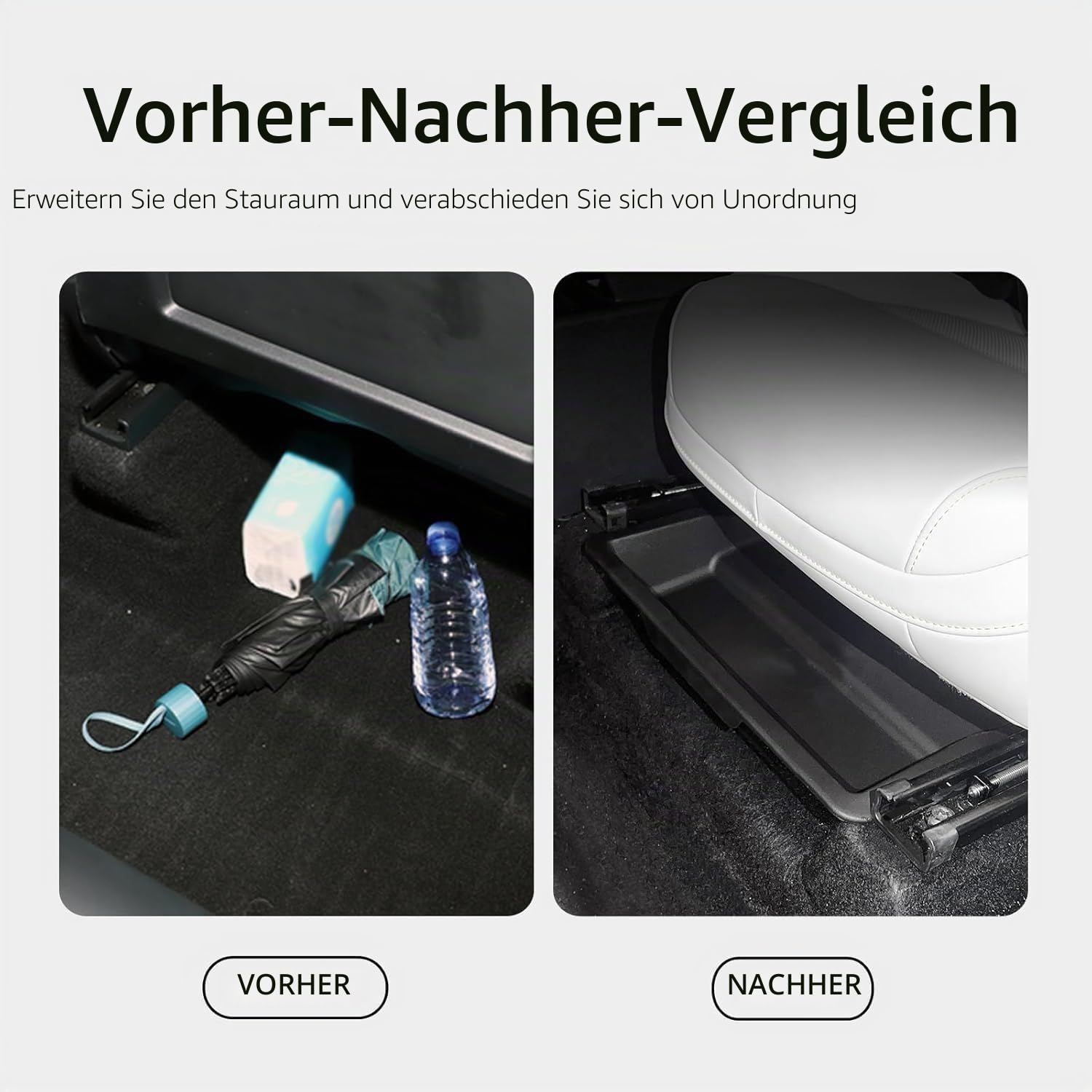 smabee Aufbewahrungsboxen für Vordersitz, Untersitz, für Xpeng G6, versteckte 1. Reihe, Organizer-Tablett, Xpeng G6, Zubehör, wetterfest, TPE, schwarz, 2 Stück