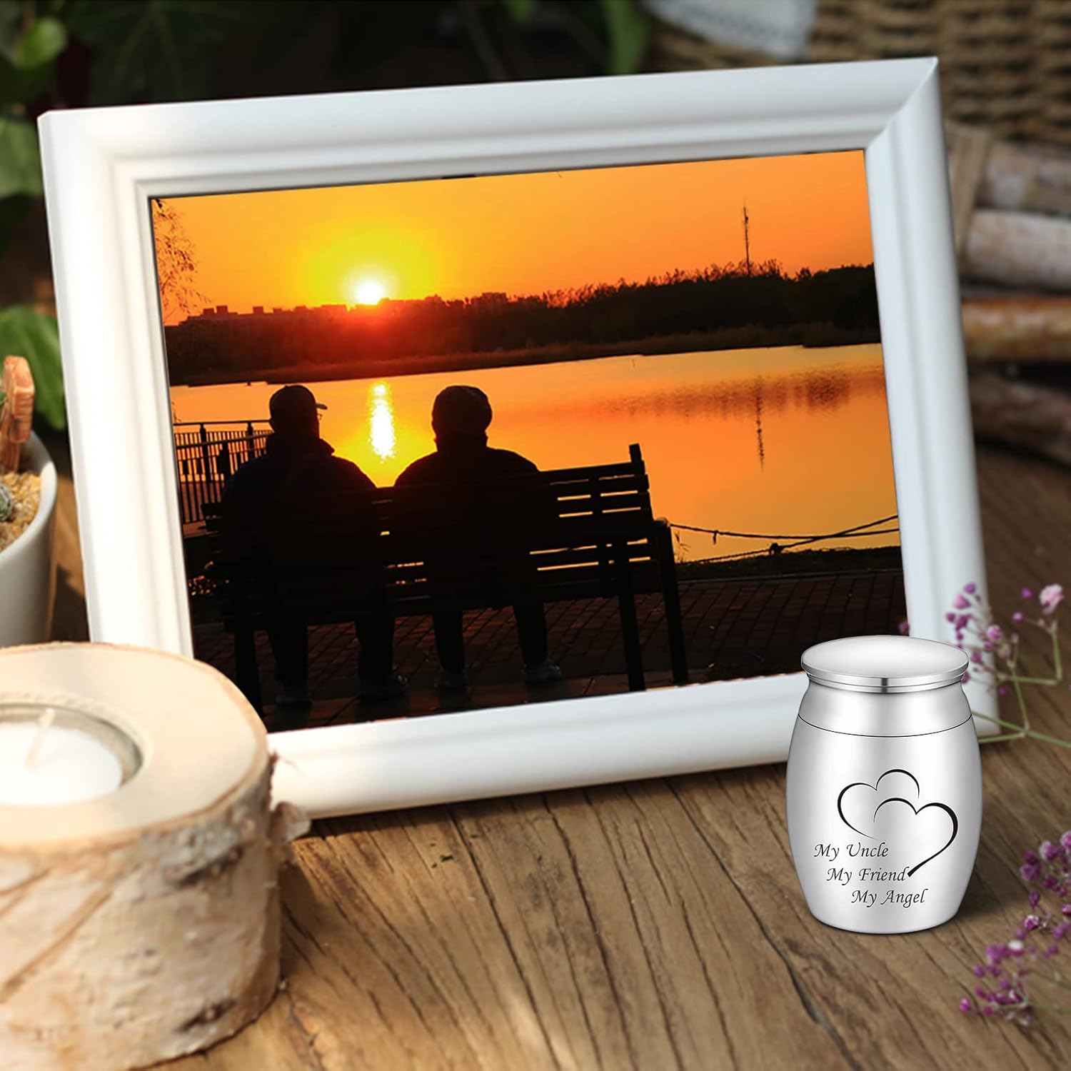 Small Keepsake Urns for Human Ashes Mini Cremation Urns for Ashes Stainless Steel Memorial Ashes Holder-My Uncle My Friend My Angel - Image 6