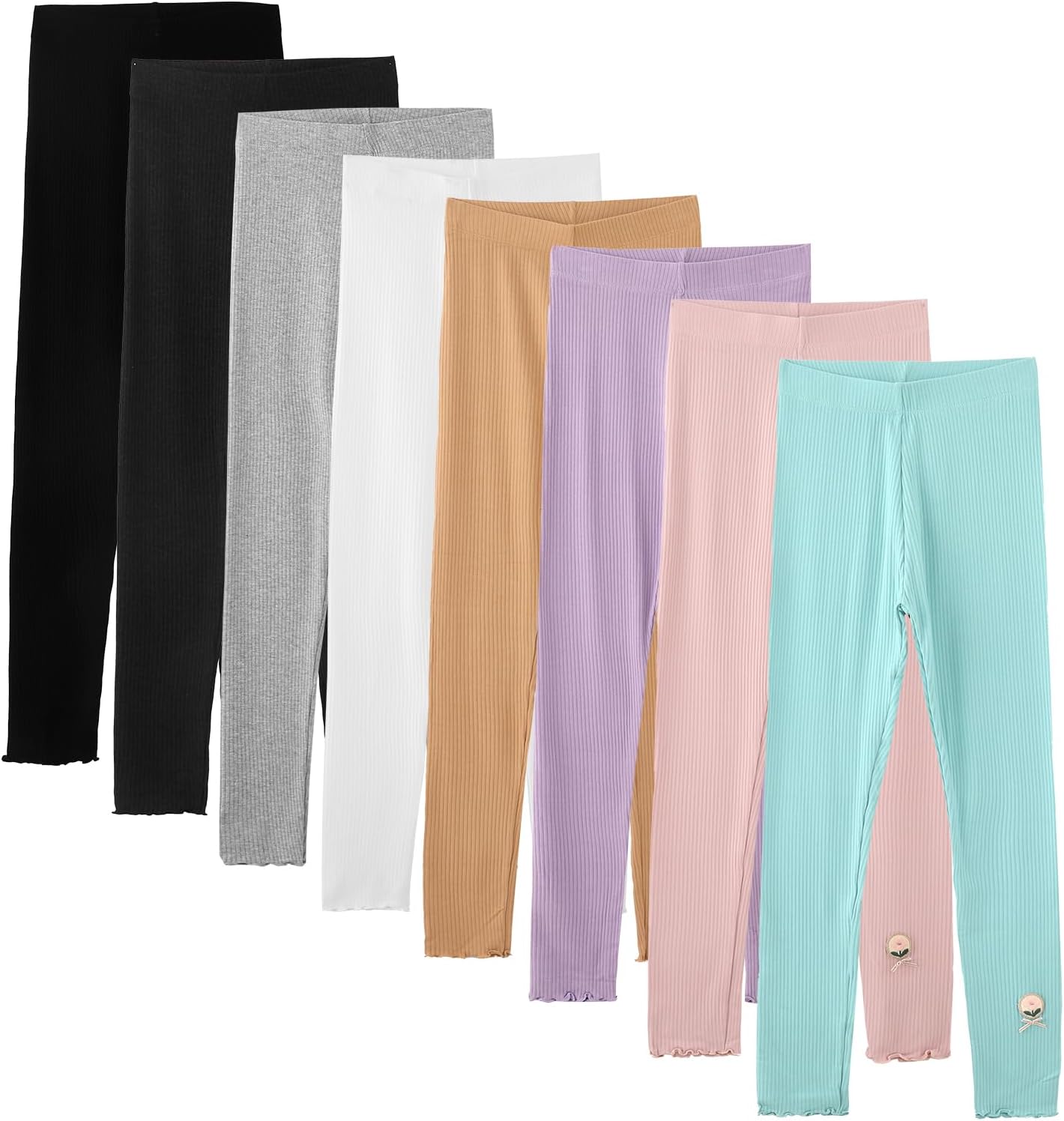 8 Pack Girls Leggings Yoga Pants for Kids Full Length Pants Toddler Girl Stretchy Leggings
