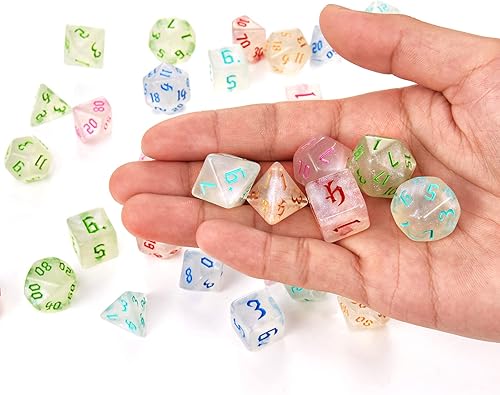 Miniatura 4 de Dados DND, 10 x 7 (70 piezas) Juego de dados poliédricos para Dungeons and Dragons DND RPG MTG Juegos de mesa D4 D6 D8 D10 D% D12 D20 con 10 bolsas