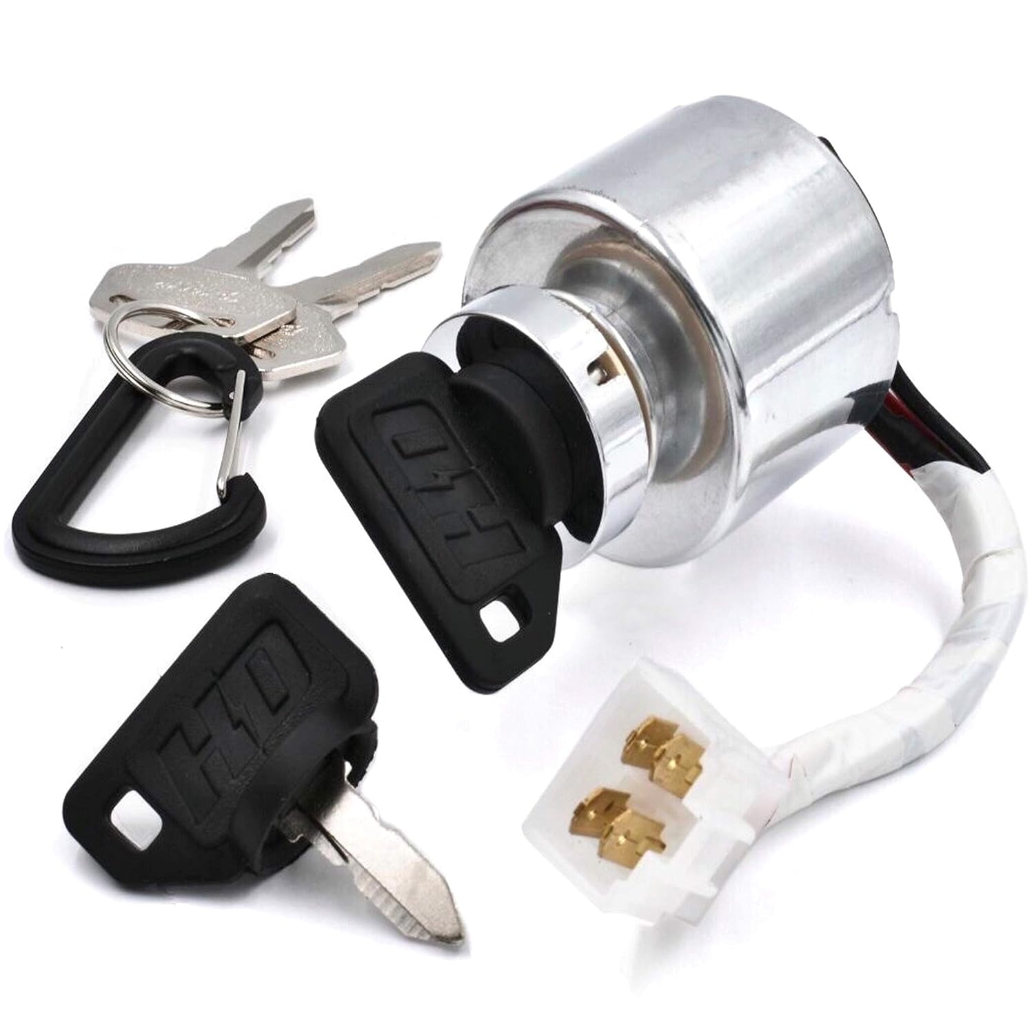 HD Switch Starter Ignition Key Switch Replaces Kubota 66101-55200 66101-55202 w/ 4 Keys & Free Carabiner - Fits G1700, G1800, G1900, G2000, G2160, G2460
