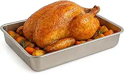 Forma Retangular de Alumínio Antiaderente, 44,5x32x6 cm, Cinza, Assadeira para Bolos, Chester, Peru e Frango, Fundo Alto N°5, Resistente a 230°C