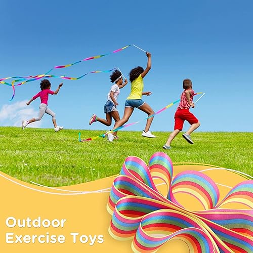 Miniatura 10 de HiUnicorn 12 cintas de baile de arco iris, recuerdos de fiesta para niñas, gimnasia rítmica, bailarina, fiesta de cumpleaños, serpentinas,