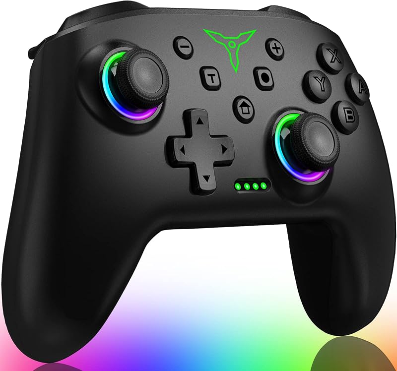 ELISWEEN Switch Controller, Wireless Switch Controller Compatible with Switch Controller 1/Switch 2/Switch Lite/OLED, Wireless Switch Controllers Work with iOS/Android/PC with RGB Light, Programmable