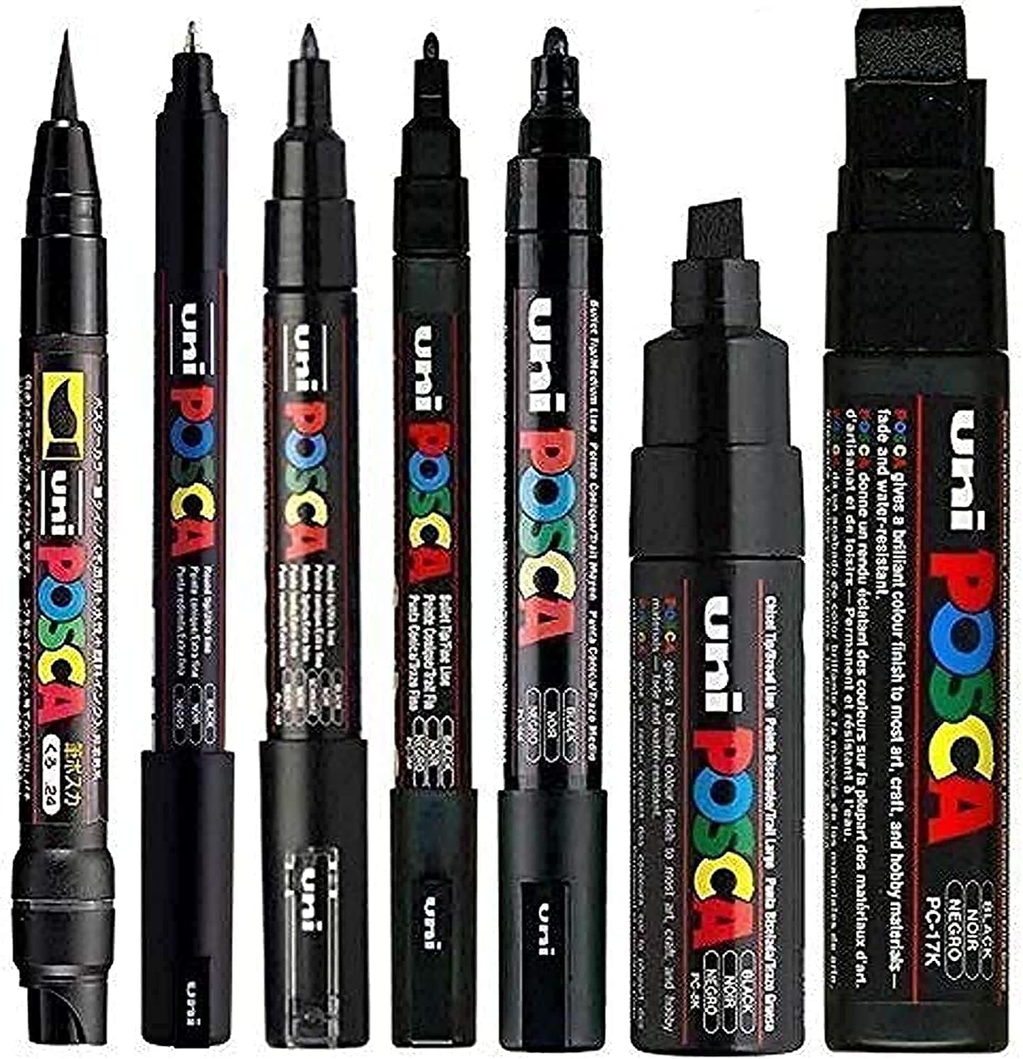 Uni Posca Paint Marker PC3M Black, 3 Pens Pack(Japan