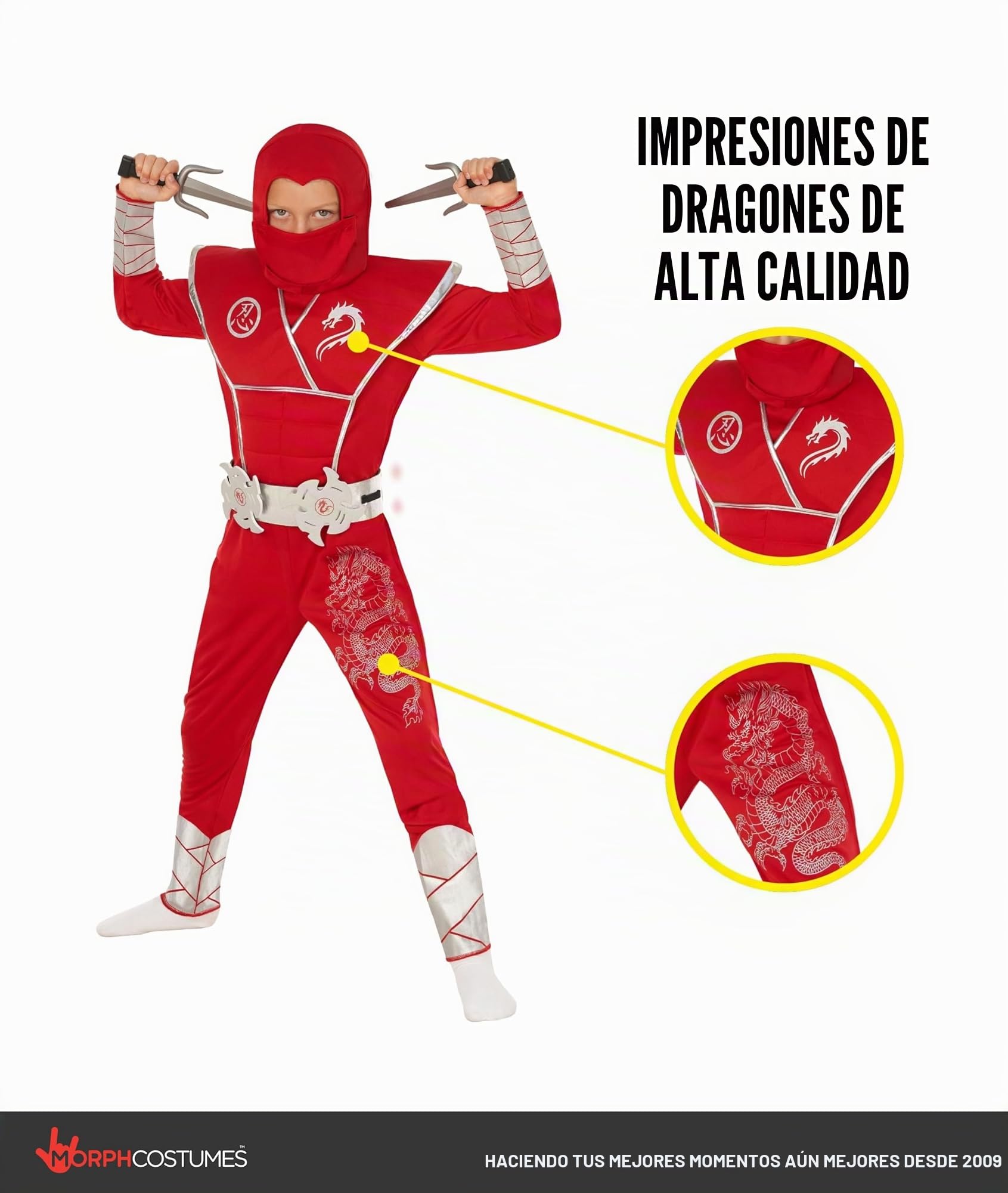 Morph Disfraz Ninja Niño, Traje Ninja para Halloween, Disfraz Halloween Niño