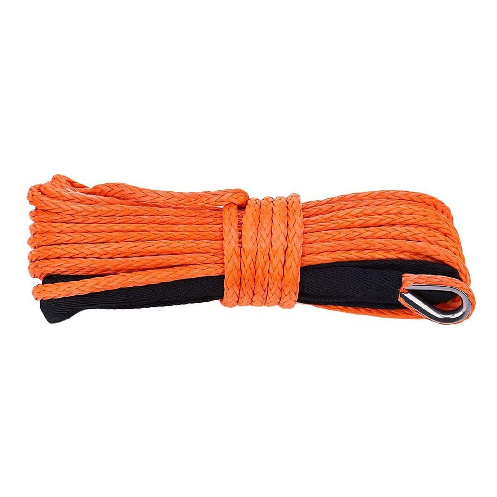 Winch Rope, 5mm*15m Orange Synthetic Winch Rope,ATV Line 6mm,4X4 Off-Road Replacement Cable