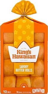 King's Hawaiian Savory Butter Rolls, 12 Count 12oz Pack - Soft, Buttery Dinner Rolls for Sliders & Meals
