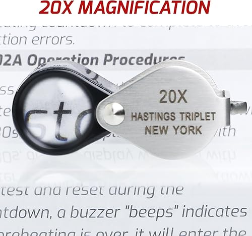 Miniatura 3 de Jewelers - Lupa plegable de 20 unidades, diseño mini de 20 aumentos, lente de cristal óptico, triplete, de acero inoxidable, tamaño de bolsillo,