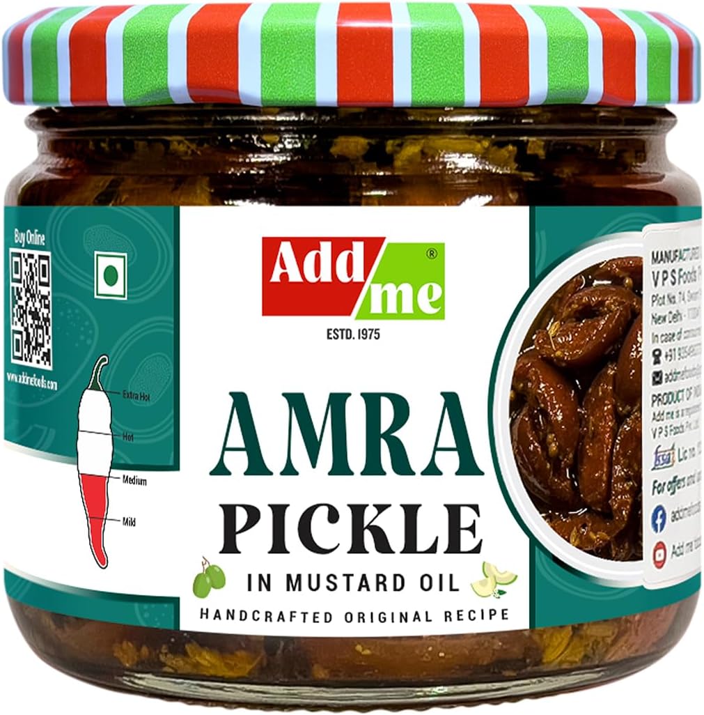 Add Me Homemade Fresh Amra Pickle 300g, Tasty and Tangy Indian Hog Plum Pickle 300gm Glass Pack