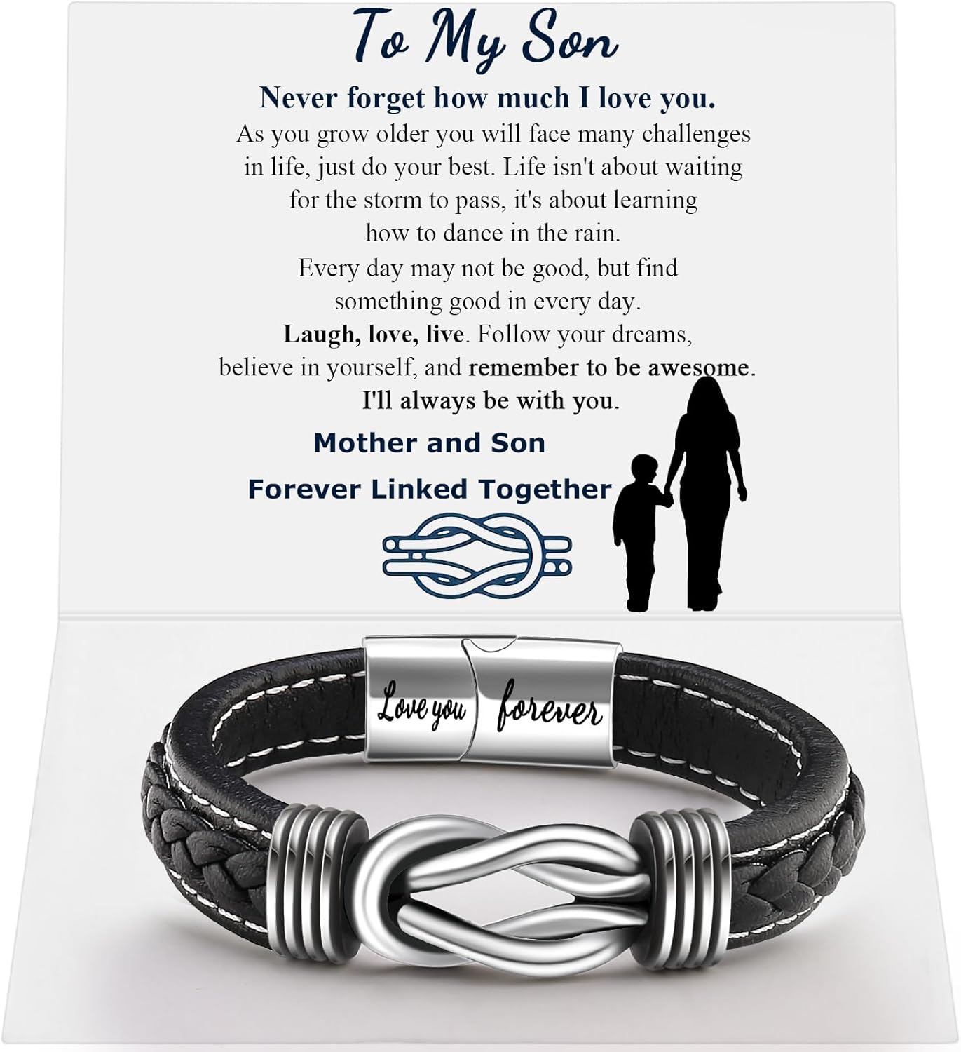 Infinity Knot Leather Bracelets for Men Birthday Anniversary Christmas Gift Idea Mens Braided Cuff 7.8/8.5/9 Inches Bracelet Forever Linked Together Bracelet for Man Son Husband Boyfriend Brother Grandson