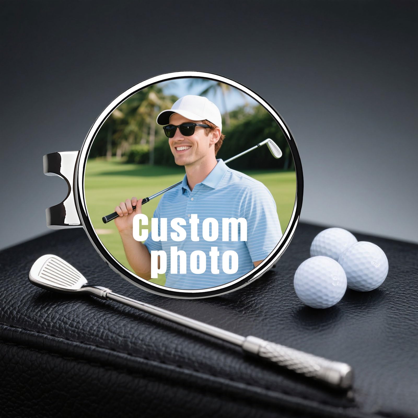 QSZ Personalised Golf Ball Markers Hat Clip with Photo Text