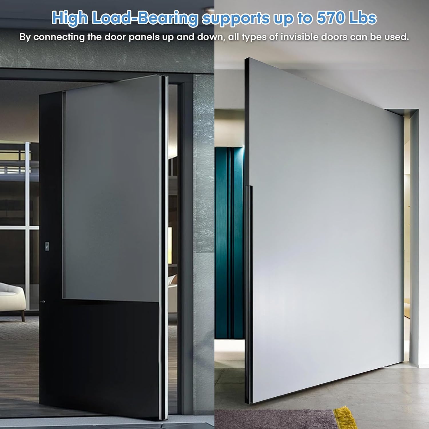 TopDirect Thicker Hidden Door Hinge,570LBS Load-Bearing Heavy Duty Pivot Door Hinges,Black Murphy Door Hinge Hardware Kit 360°Rotation,Swinging Hinges for Secret Door Hidden Bookcase