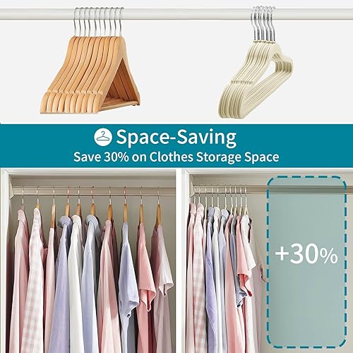 Miniatura 7 de ABHENG Paquete de 50 perchas de terciopelo antideslizantes, perchas resistentes para armarios con gancho giratorio de 360, perchas delgadas y