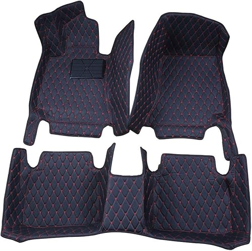 Tapete de lujo de cuero XPE impermeable para SsangYong Korando (negro con costuras rojas)