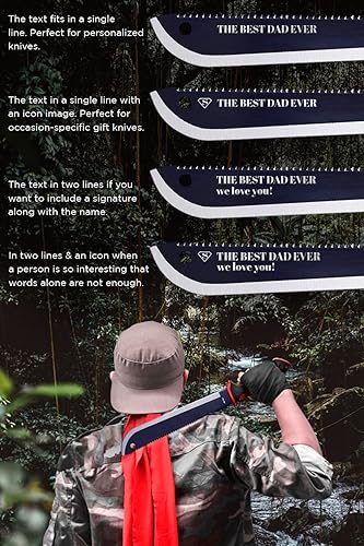 Miniatura 5 de Regalo de machete grabado, hoja de sierra afilada o opciones de parang con grabado láser personalizado, mango de goma antideslizante para campistas