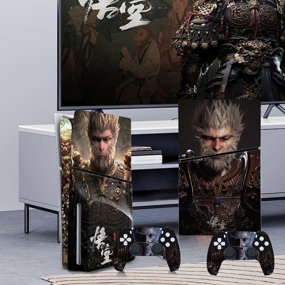 Black Myth Wukong Skin adesiva in vinile a corpo intero con decalcomania protettiva, antigraffio, per console e controller PS5 Slim Disc (P5SDisc 1245