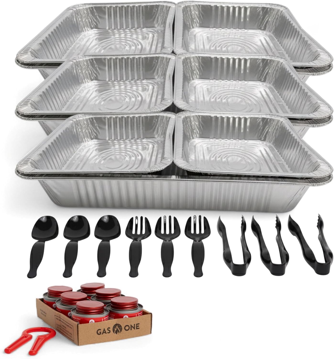 alpha living large full size refill kit disposable chafing buffet with - utensils, fuel cans only – premium chafing dish set for events, parties, catering refill kit (no rack)