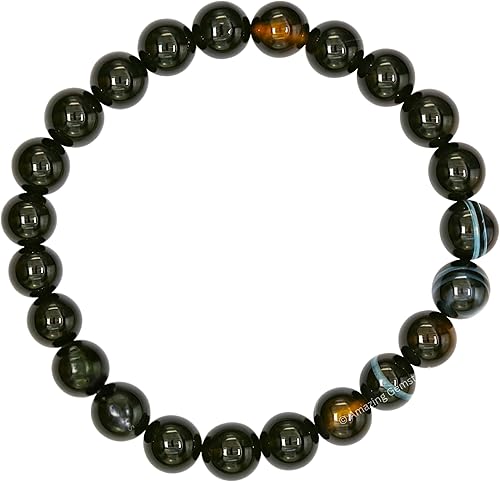 Miniatura 180 de Amazing Gemstone Pulsera de cristal para mujeres y hombres, pulsera de cristal curativo de protección, pulsera elástica con cuentas de piedras