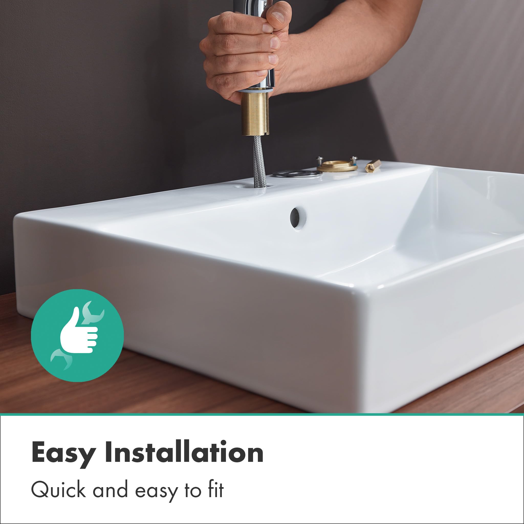 hansgrohe Neovis Q - grifo lavabo con vaciador Push-Open, grifo monomando lavabo, altura del caño 96 mm, cantidad de caudal 5 l/min (EcoSmart), cromo, 71348000