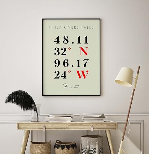 Miniatura 8 de Mapa de Thief Rivers Falls, Minnesota, Coordenadas Multilíneas de Colores (8x10)