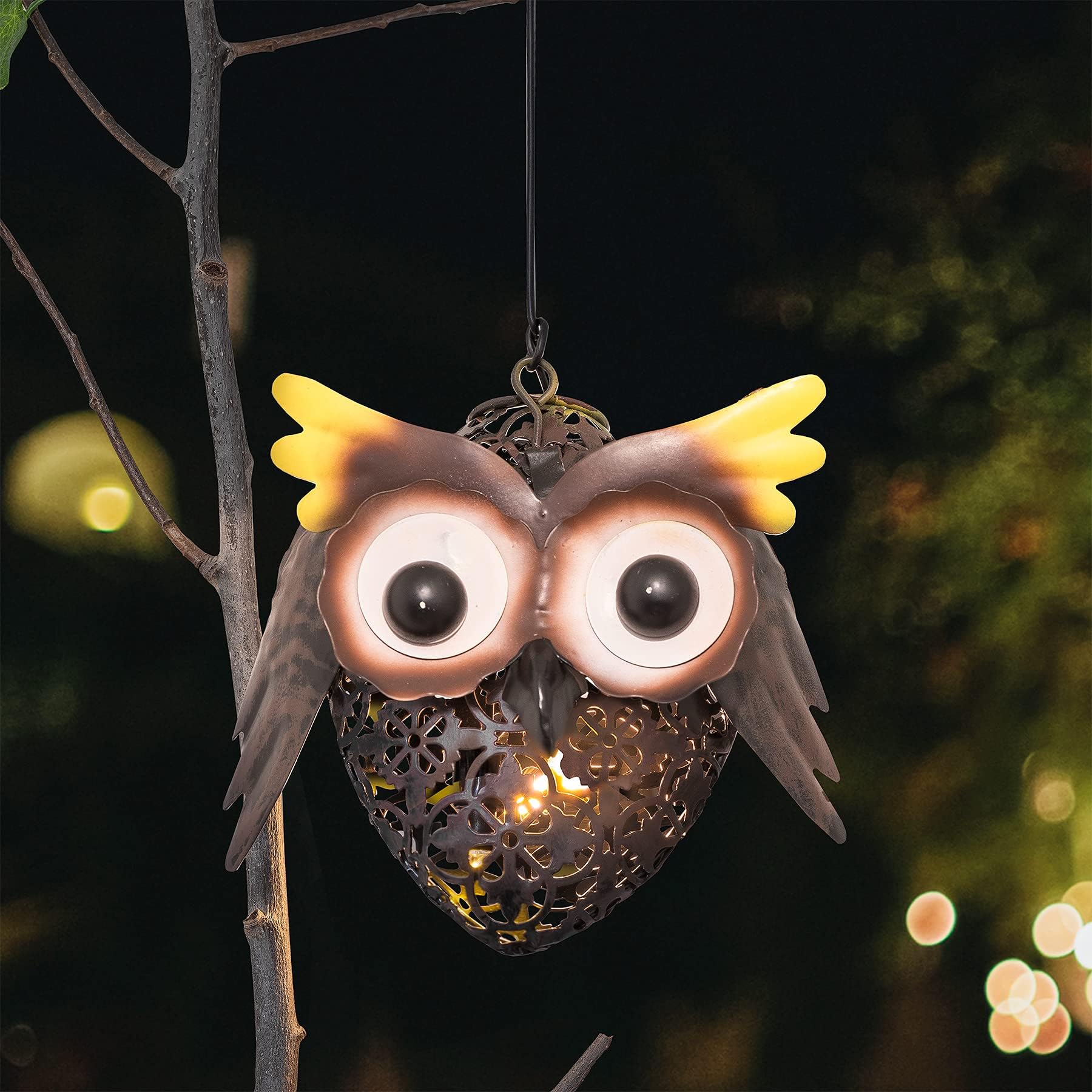 GloBrite Solar Outdoor Lights | Metal Owl Vintage Led Lamp | Waterproof Garden Ornaments | Solar Lights for Yard Lawn Patio Courtyard and Gift for Christmas | Perfect Garden Ornaments Outdoor