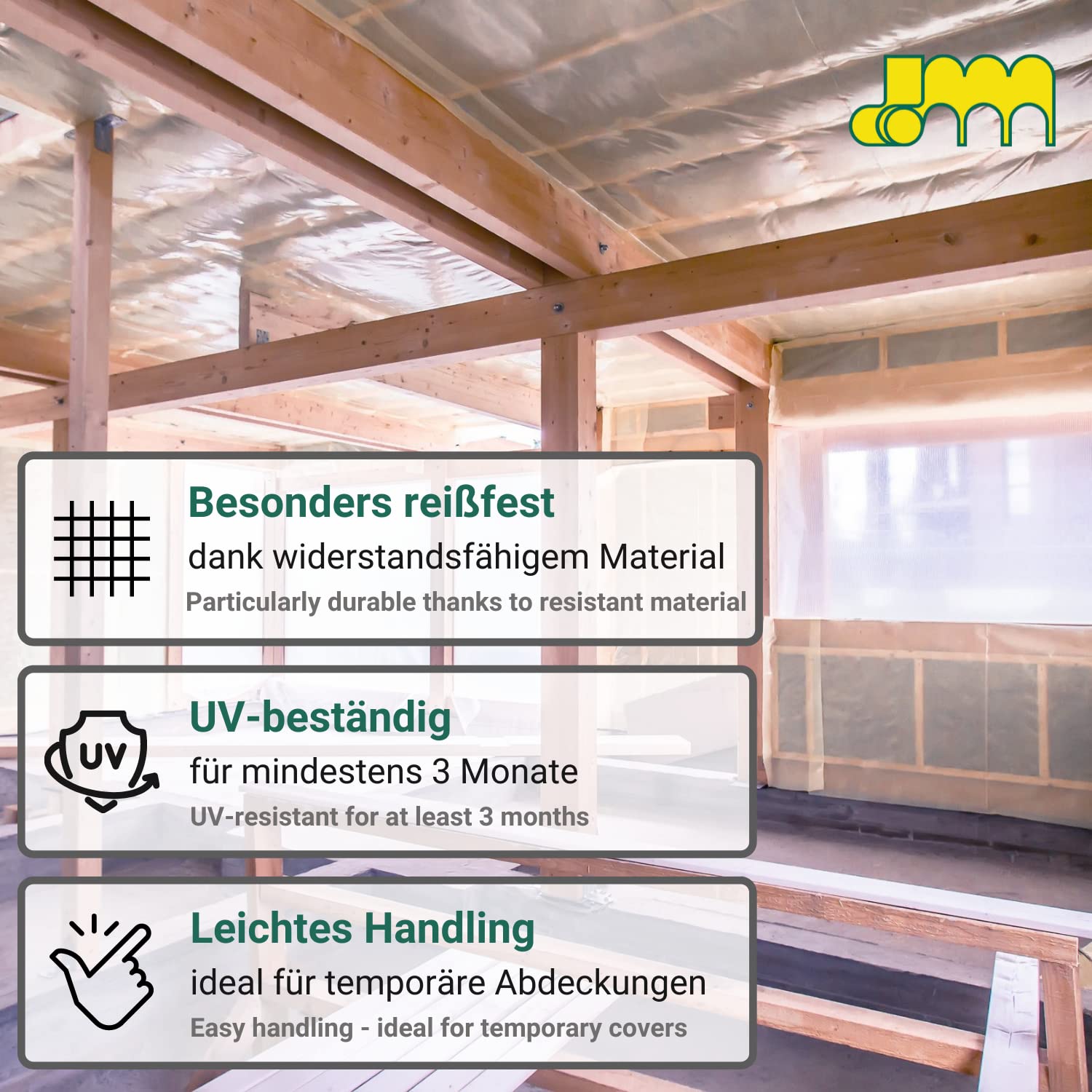1 rollo de 2 x 25 m = 50 m² real, 200 µ, lámina protectora multiusos para construcción, lona de protección, lona de pintor, lámina de polietileno, película de plástico LDPE para lona