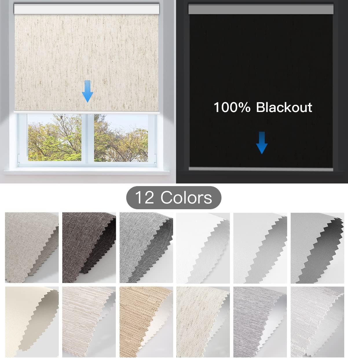 Tokblind Roller Shades and Zebra Shade Fabric Sample Swatch, 3 Pieces : Home & Kitchen