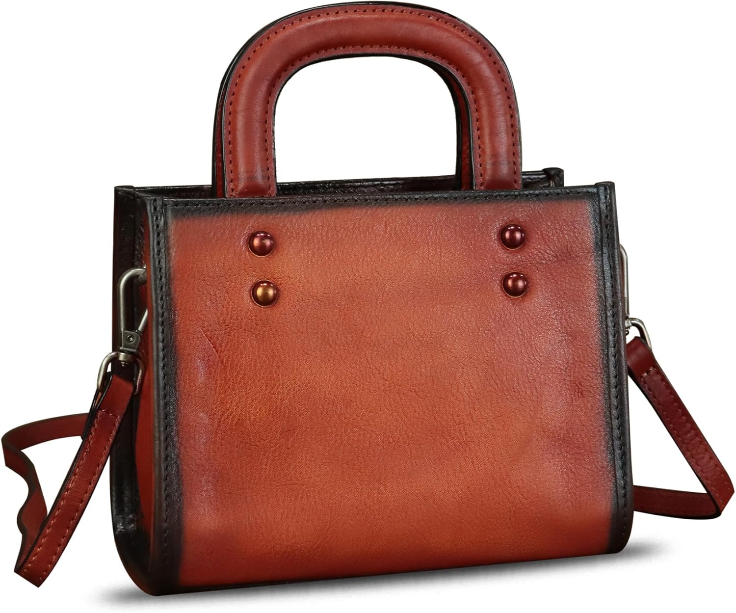 Genuine Leather Small Crossbody Bag for Women Vintage Real Leather Shoulder Bag Handbag Satchel Purse Phone Bag with Strap