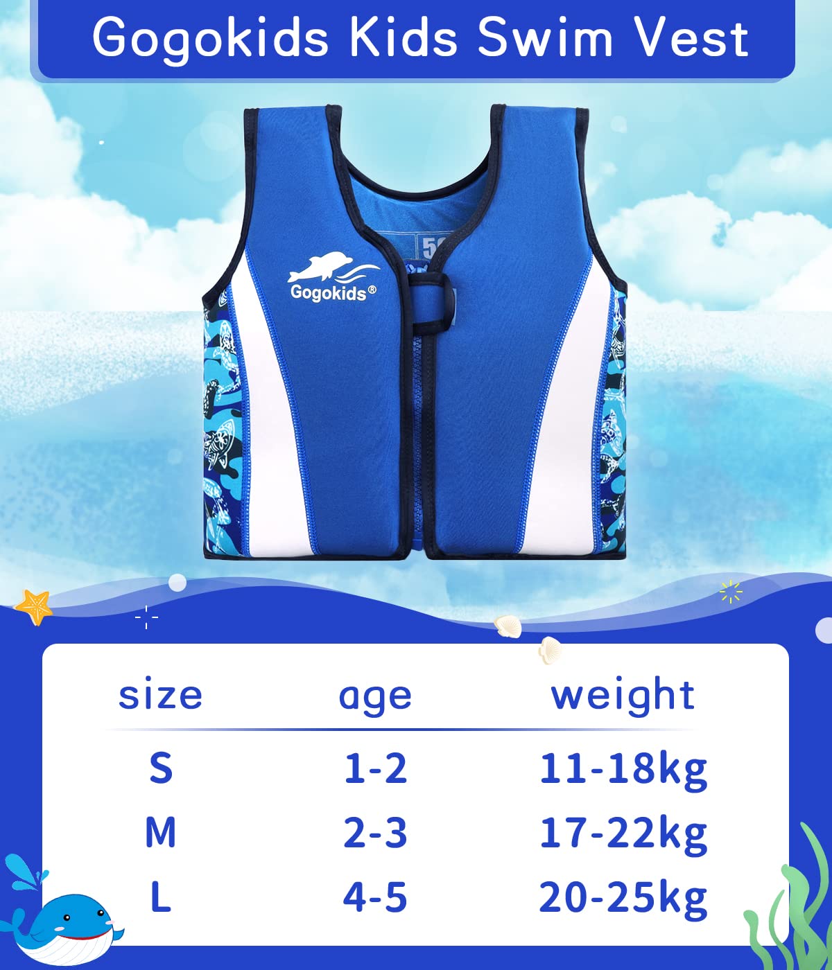 Fille Garçon Gilet de Natation - Enfants Maillot de Bain Veste avec Flottaison Entraînement de Natation 2-6 Ans