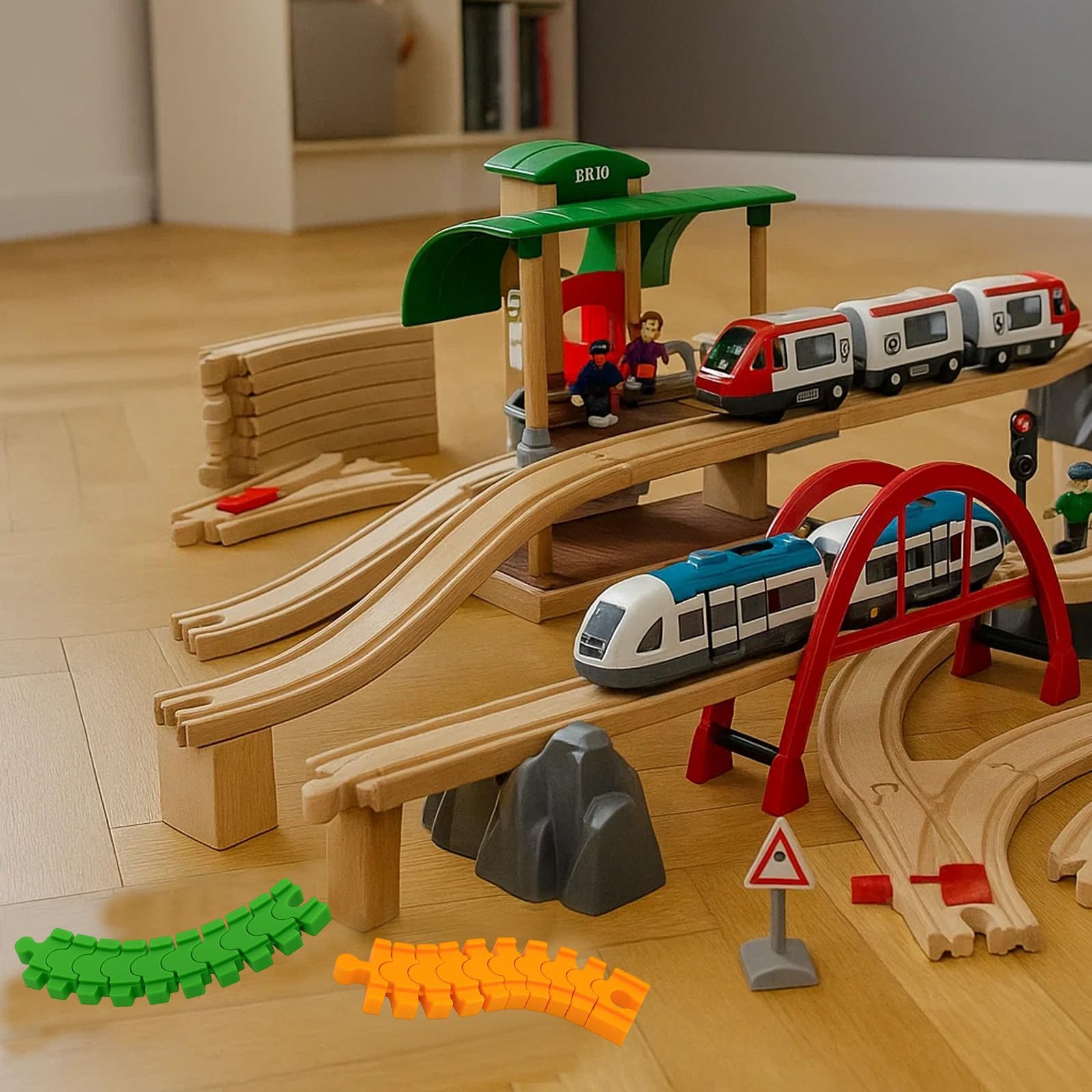 Set Di 10 Connettori Adattatori Per Binari In Legno - Compatibili Con Ferrovie In Legno, Accessori Per Treno In Plastica