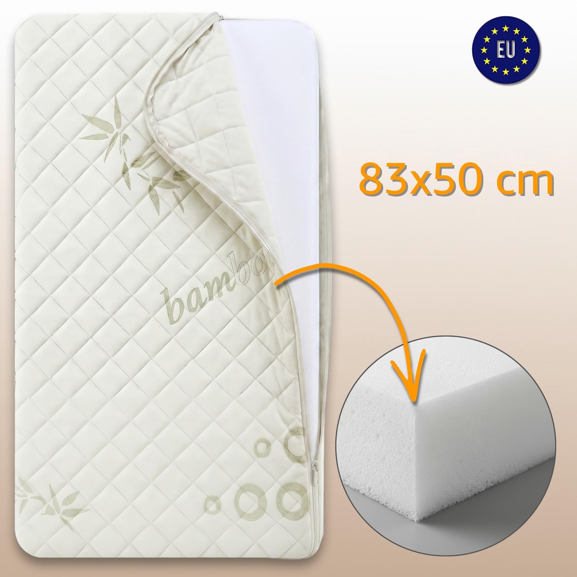 materacyk do gondoli prostokatny z zaokraglonymi bokami premium bamboo 83x50x7 t-1832