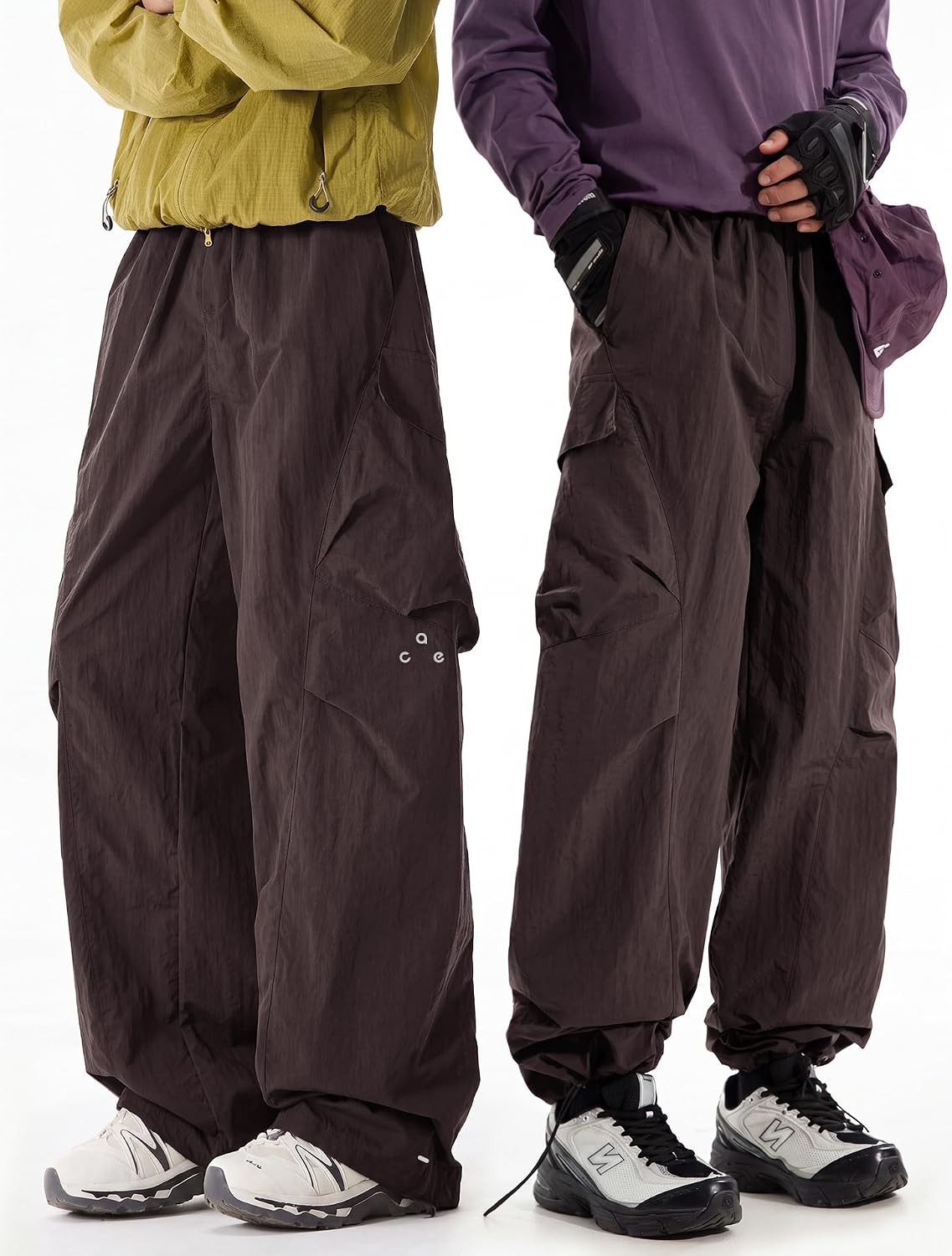 Mens Baggy Hiking Cargo Pants Parachute Water Resistant Lightweight Wide Leg Pants Outdoor Climbing Trousers