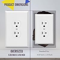 Vista 2 de ENERLITES Jumbo - Placa de pared dúplex para receptáculos, cubiertas de enchufes eléctricos, acabado brillante, tamaño grande de 1 banda, 5.5 x 3.5
