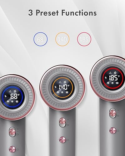 Miniatura 3 de Rudd Secador de pelo con difusor, secador de pelo de alta velocidad con pantalla, motor sin escobillas de 110000 RPM para secado rápido, 200