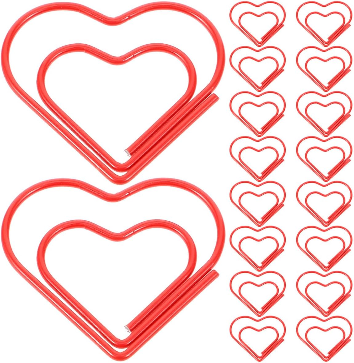 TEHAUX Metal 100 Pcs Red Heart Shaped Paper Clips 3 x 3 cm