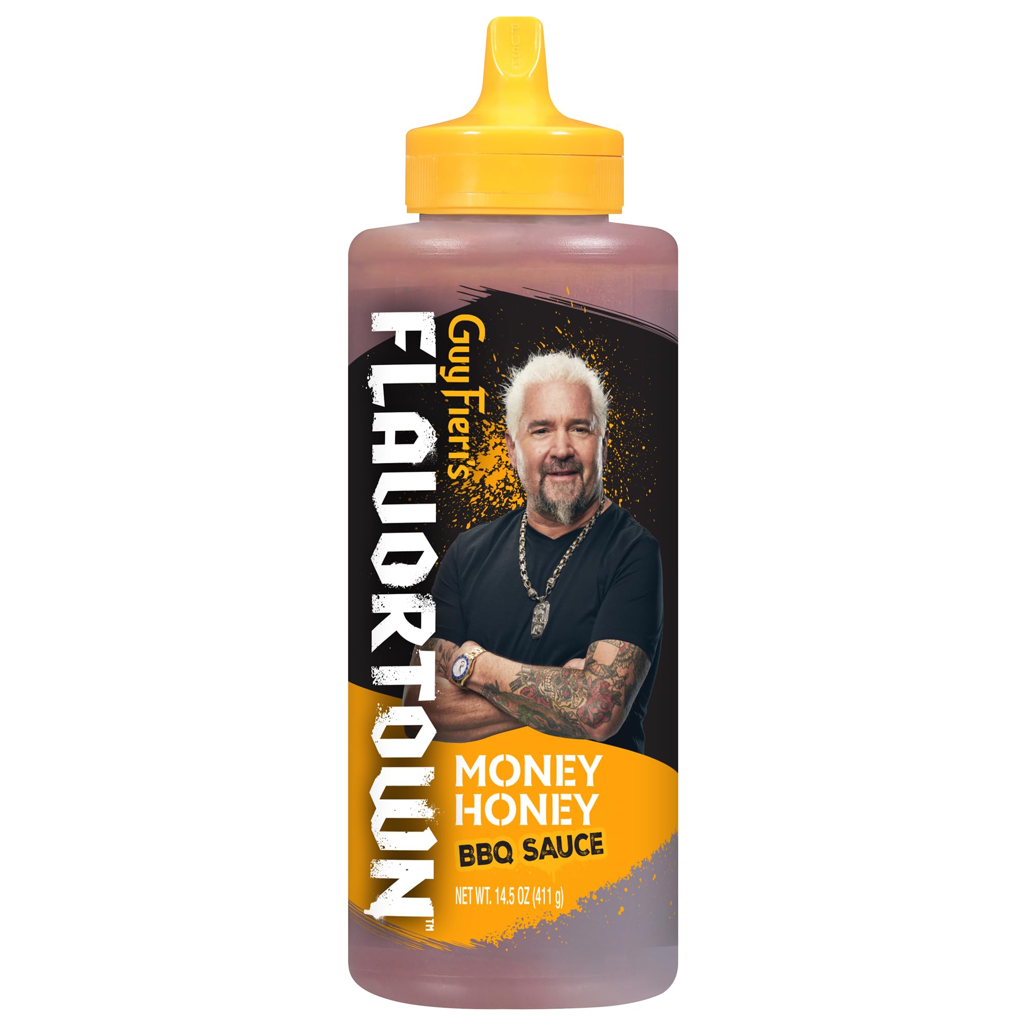Guy Fieri's Flavortown Money Honey BBQ Sauce - Sweet Honey Barbecue Sauce for Chicken Wings & Ribs - 14.5 Ounce Bottle (Pack of 1)