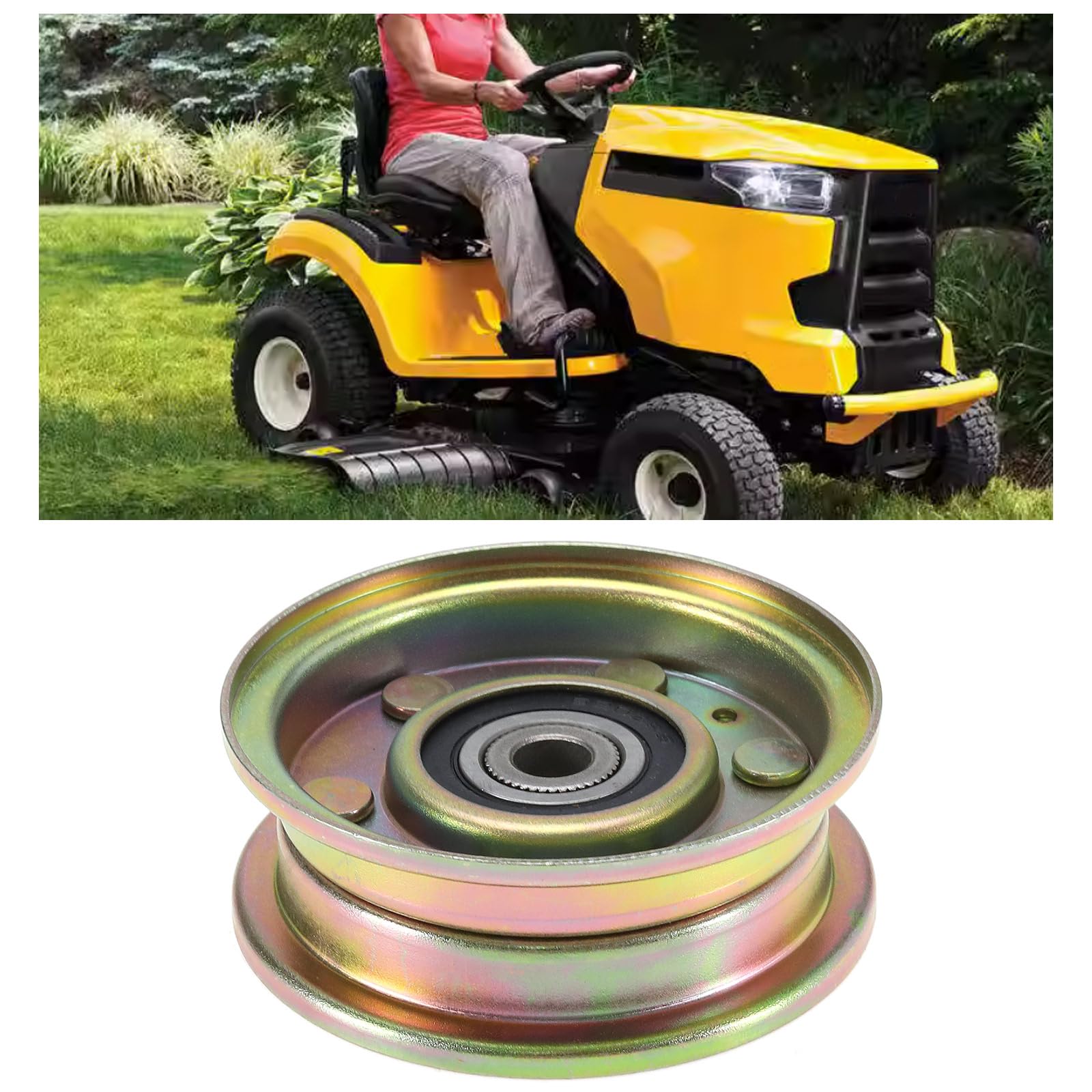 EMSea 1 x Flache Spannrolle, kompatibel mit MTD Columbia, kompatibel mit Troy Bilt Big Red, kompatibel mit Cub Cadet Riemenscheibe Spannrolle 756-04224 756-0981B 300920 1123687