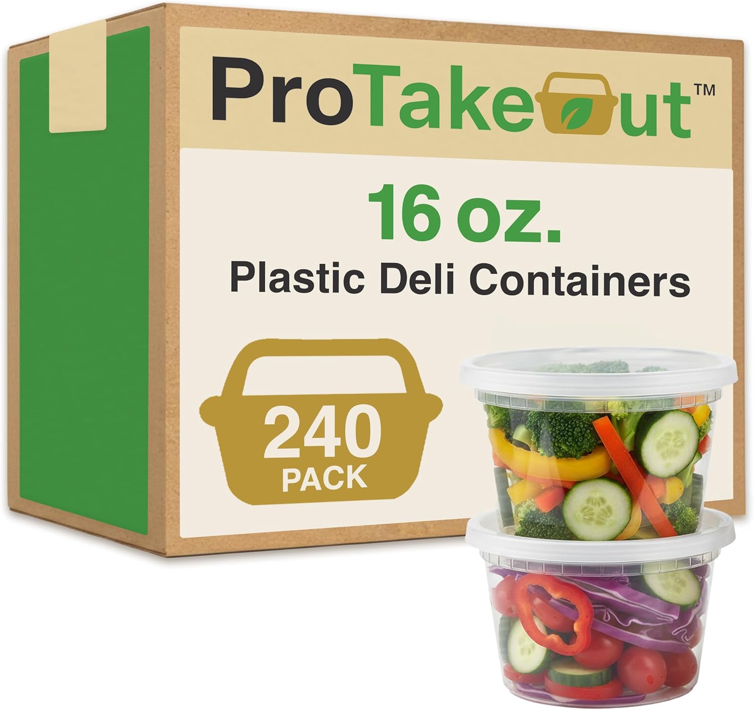 16oz [240 set] Heavy Duty Plastic Deli Container | BPA-Free Food Storage with Airtight Leak‑Proof Lids | Microwave, Freezer & Dishwasher Safe – Stackable, Bulk Reusable Soup & Meal Prep Tub
