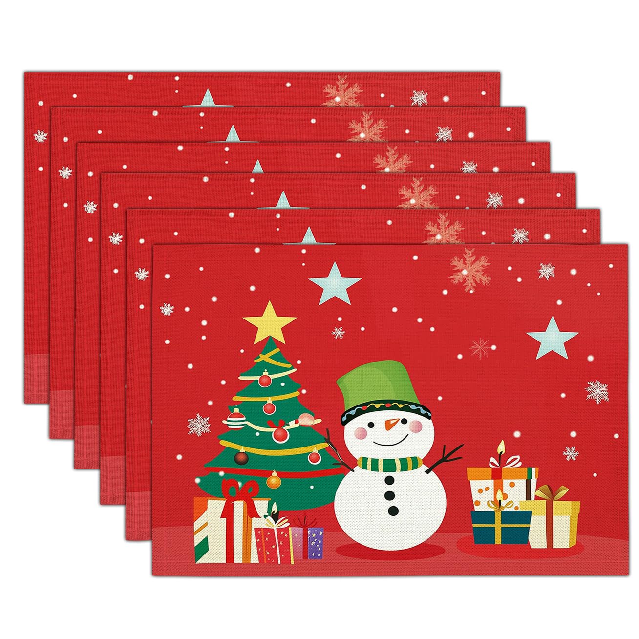 Set de table de Noël pour restaurant et repas de famille rectangulaire rouge