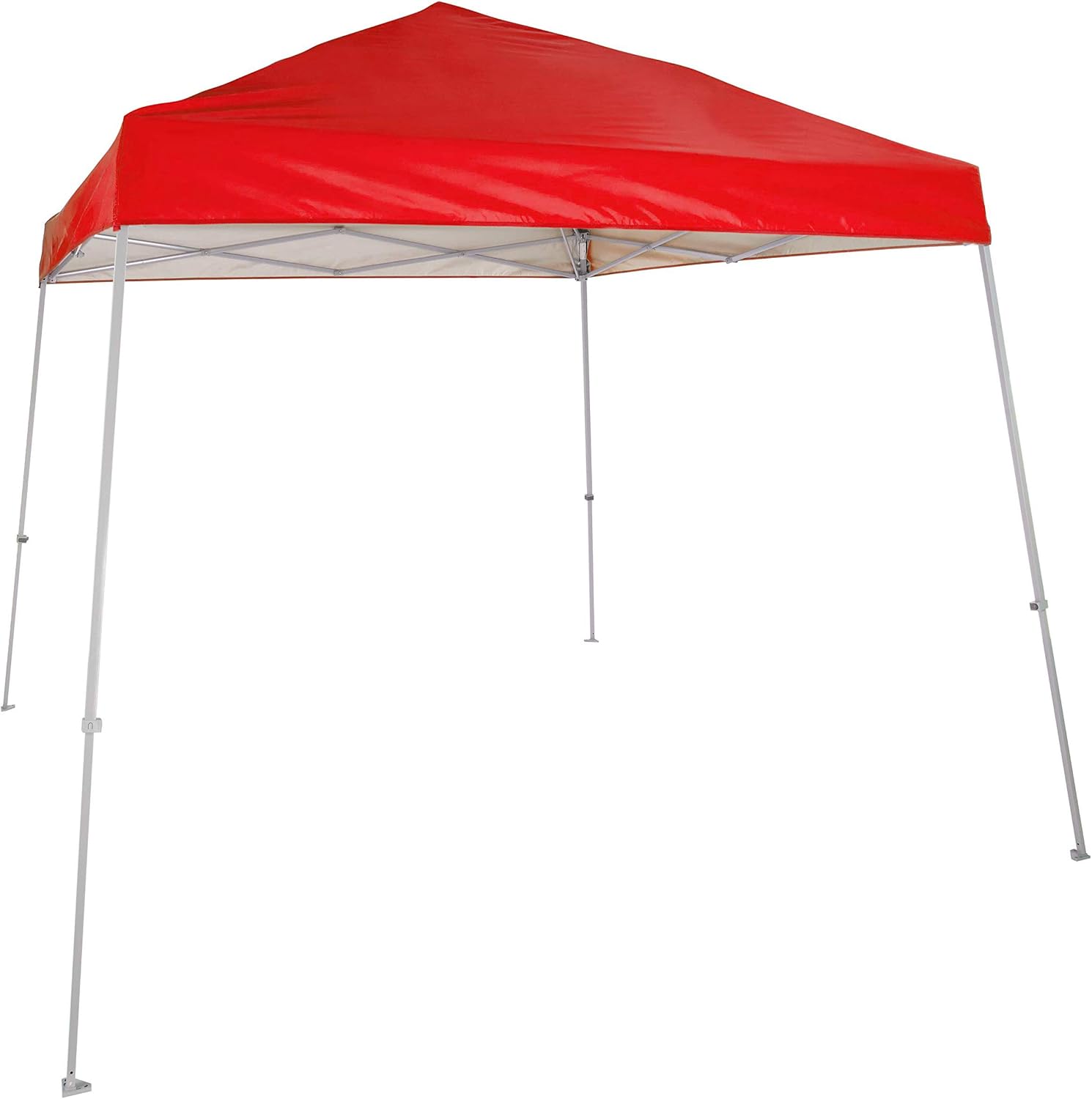Amazon Basics Outdoor One-push Pop Up Canopy, 8ft x 8ft Top Slant Leg with Wheeled Carry, Red