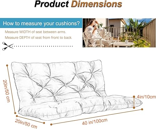 Miniatura 169 de Cojín de repuesto para columpio de 2-3 asientos, cojines de banco para exteriores con respaldo grueso de 4 pulgadas, muebles de patio, jardín, Flor