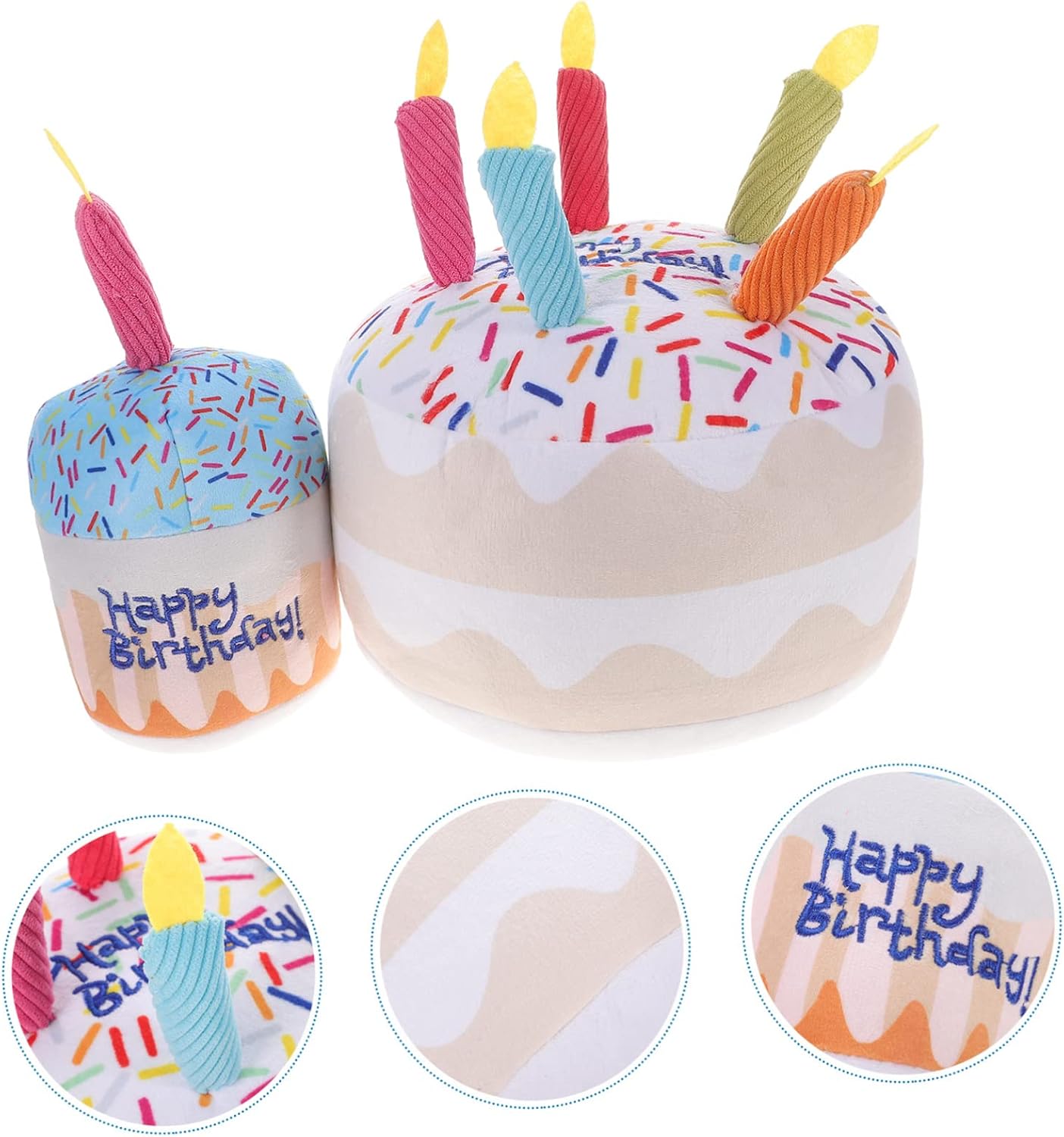 SUPVOX 2pcs Interactive Cat Chew Toys Squeaky Birthday Cake Plush Toys for Cats Fun Pet Teething Kittens for Indoor Play and Engagement