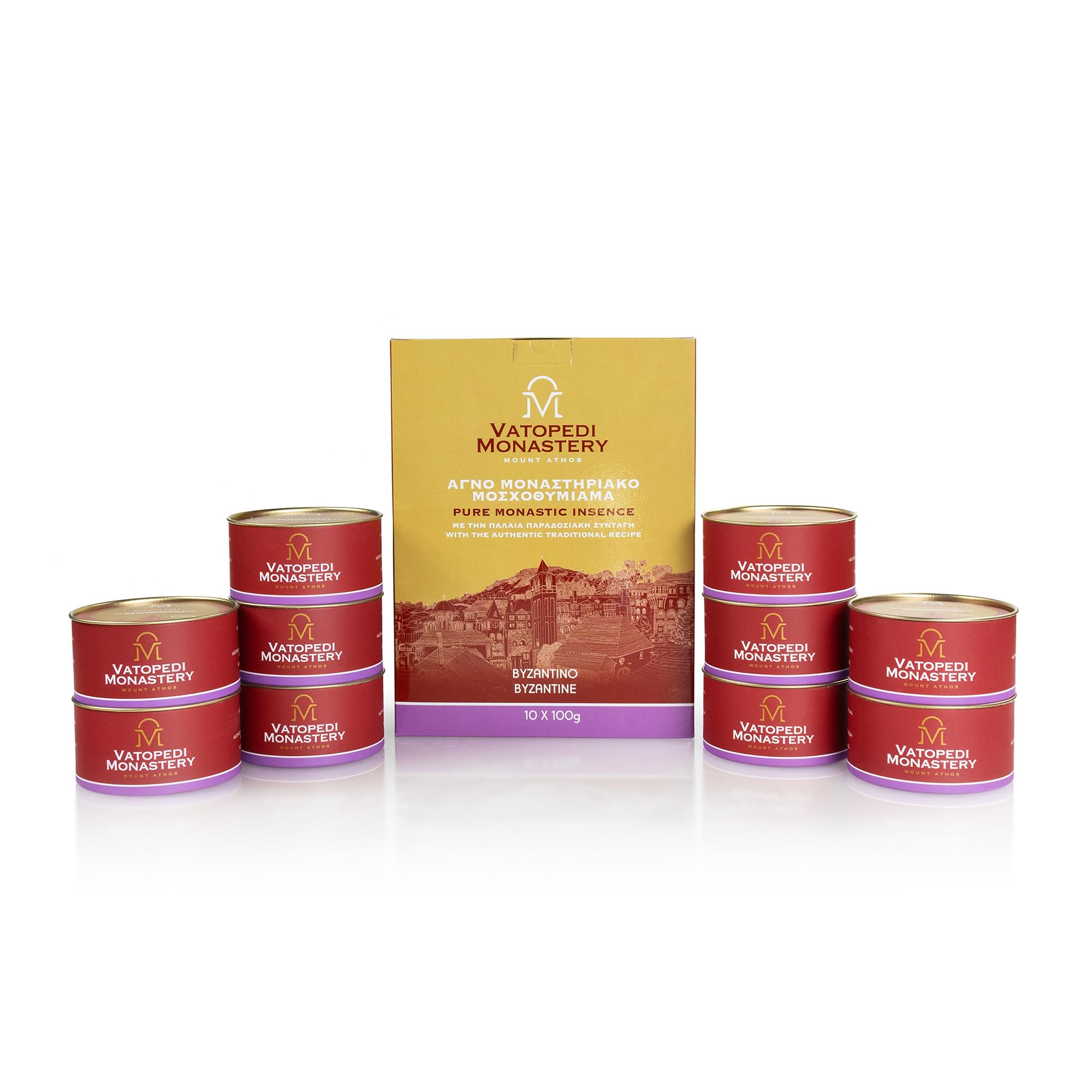 Incenso monastico puro dal Monte Athos con l'autentica ricetta tradizionale 10 x 100gr (bizantino)