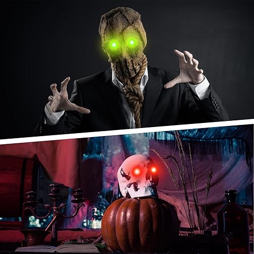 Miniatura 5 de VIHOSE 8 piezas de ojos con luz LED de Halloween que brillan con luz láser de 24 pulgadas con caja de batería para disfraz de Halloween, decoración